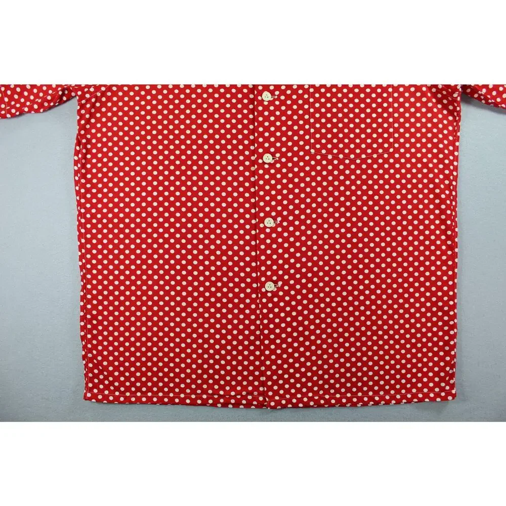 Vintage Hathaway Lord & Taylor Button Up Shirt Men's Medium Red Polkadot